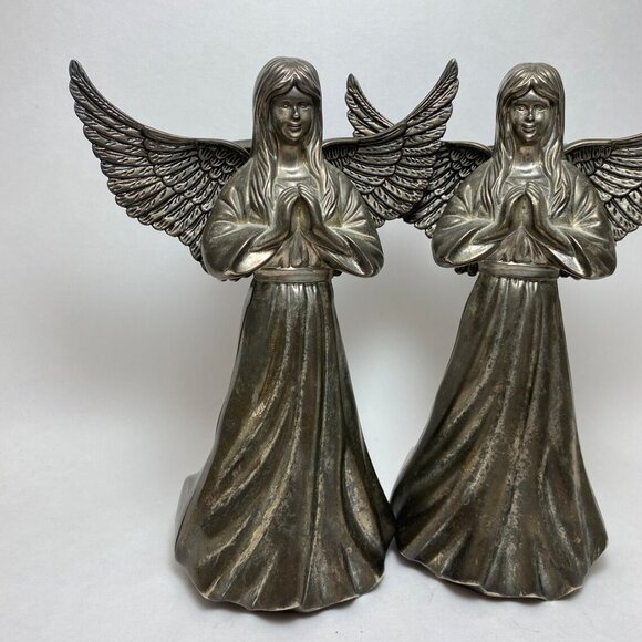 Vintage International Silver Co. Candle Holders Pair – Arch Angels Praying Hands - Picture 3 of 8